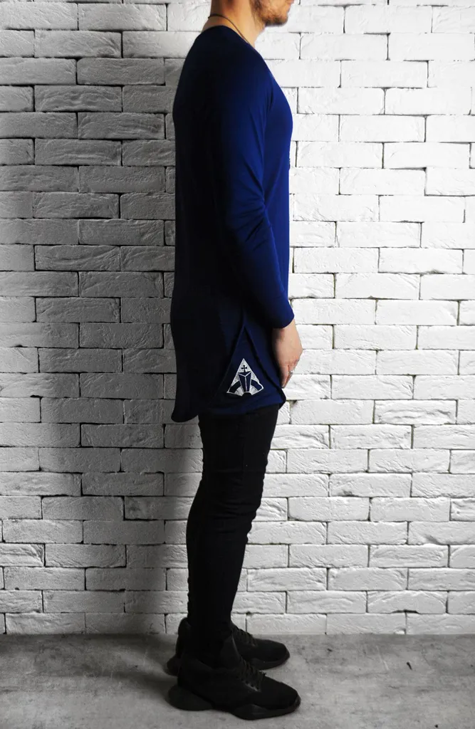 Directional Piped Long Sleeve T-Shirt - Navy
