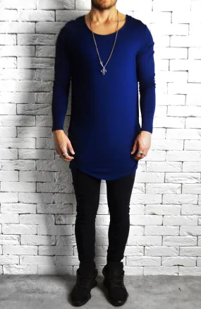 Directional Piped Long Sleeve T-Shirt - Navy
