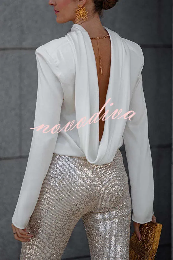 Diva Sequin High Rise Elastic Waist Flare Pants