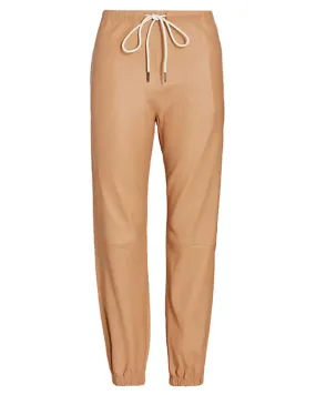 Dusty Pink Leather Sweatpants
