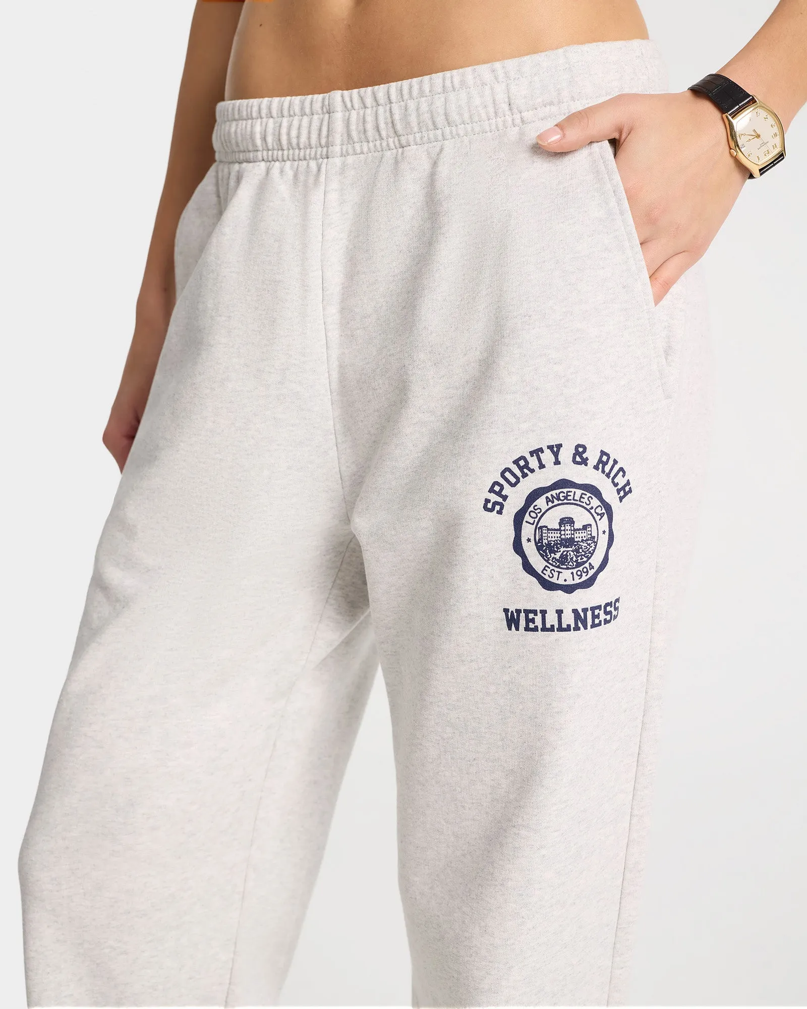 Emblem Straight Leg Sweatpant - Heather Gray/Navy
