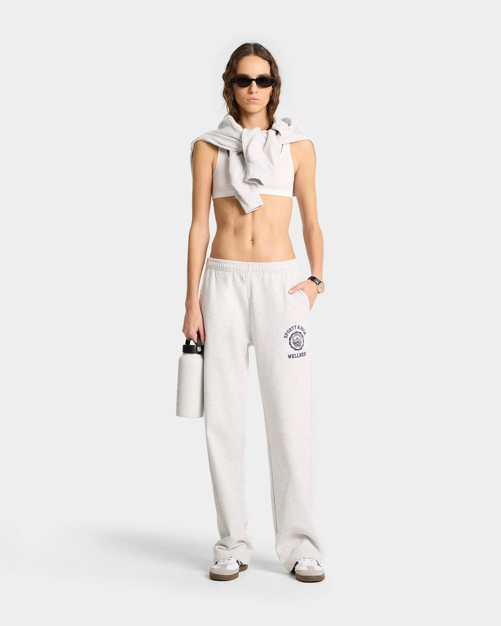 Emblem Straight Leg Sweatpant - Heather Gray/Navy