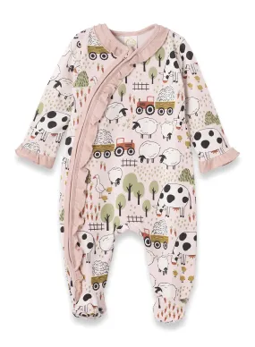 Farmyard Zippered Footie / Pink