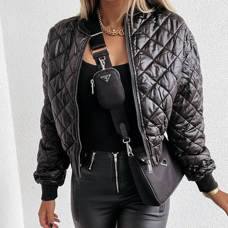 Fashion Diamond Jacket Zipper Coat Wholesale