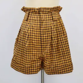 Fendi Brown/Yellow Checkered High Waist Mini Short