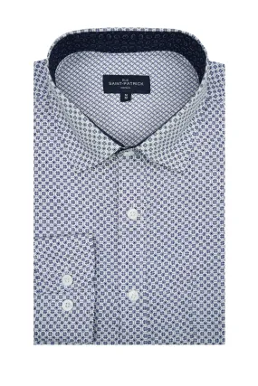 Ferguson Wrinkle Free Shirt in White and Navy
