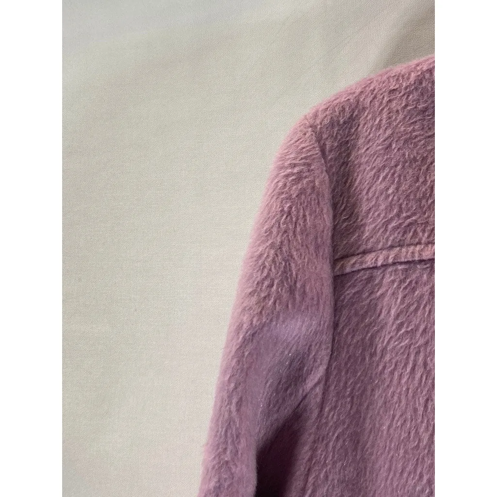 FOREVER 21 Women's Pink Plush Asymmetrical Motorcycle Cropped Jacket SZ L