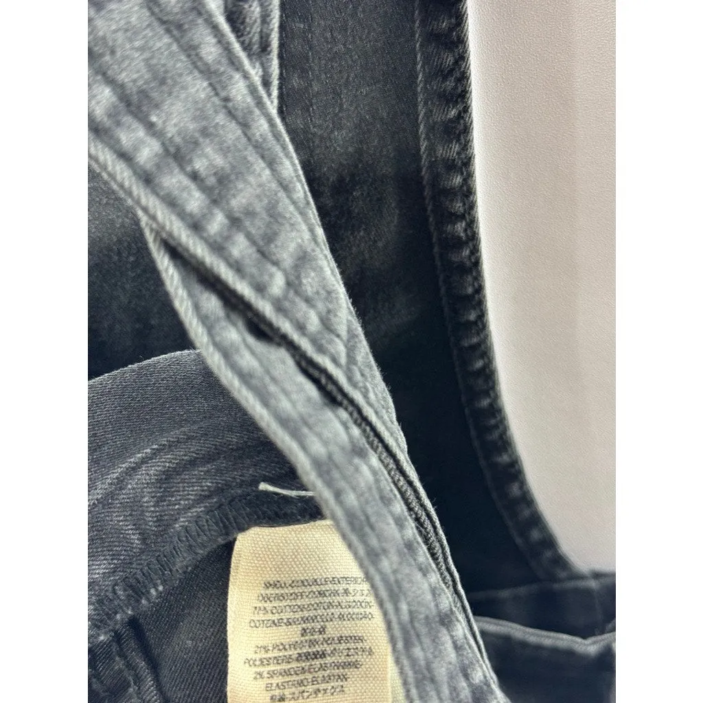 FREE PEOPLE Women's Black Washed Denim Square-Neck Skinny Overall SZ 28