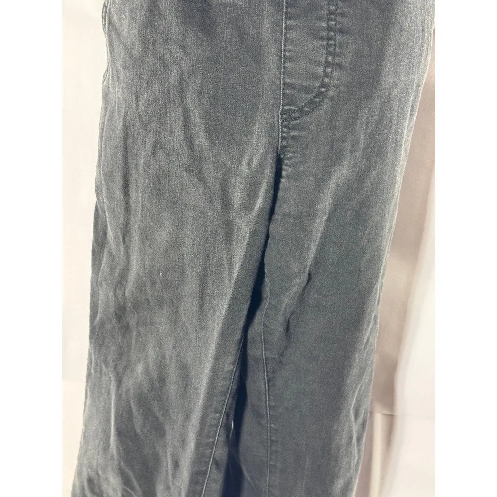 FREE PEOPLE Women's Black Washed Denim Square-Neck Skinny Overall SZ 28
