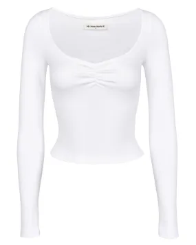 Gather Long Sleeve Tee - White