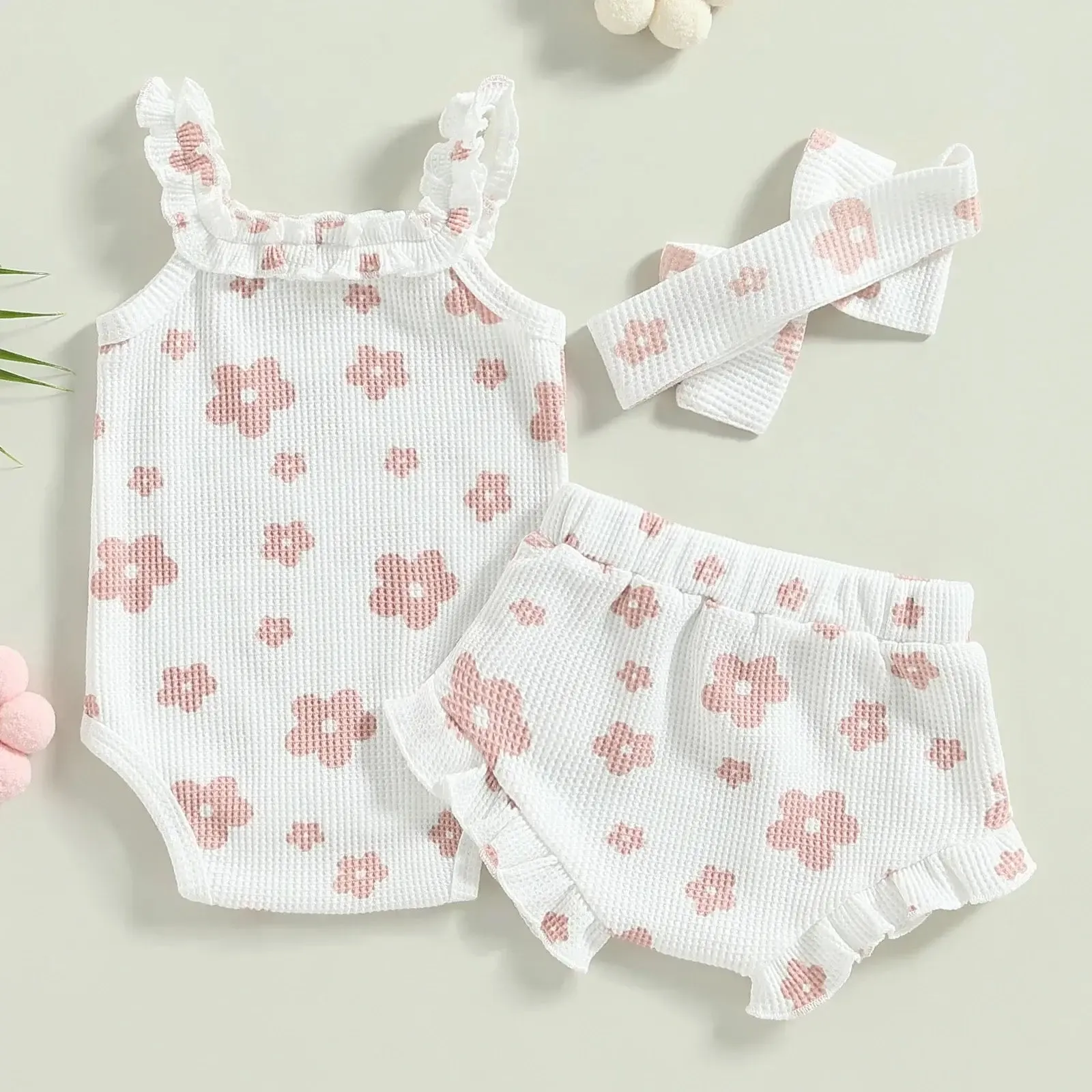 Genevieve Waffle Romper Set