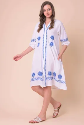 Handprint Dream Apparel NE107B Jooper White Embroidered Shirt Dress