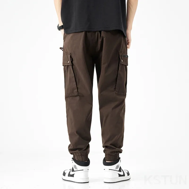 Harem Pants Men Joggers Cargo Pants 2024 Loose Tapered Casual Outdoors Pants Fake Zipper Male Sweatpants Ankle Banded Streetwear