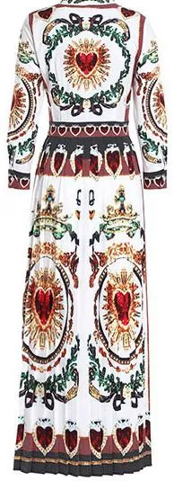Heart Printed Long Pleated Shirt-Dress