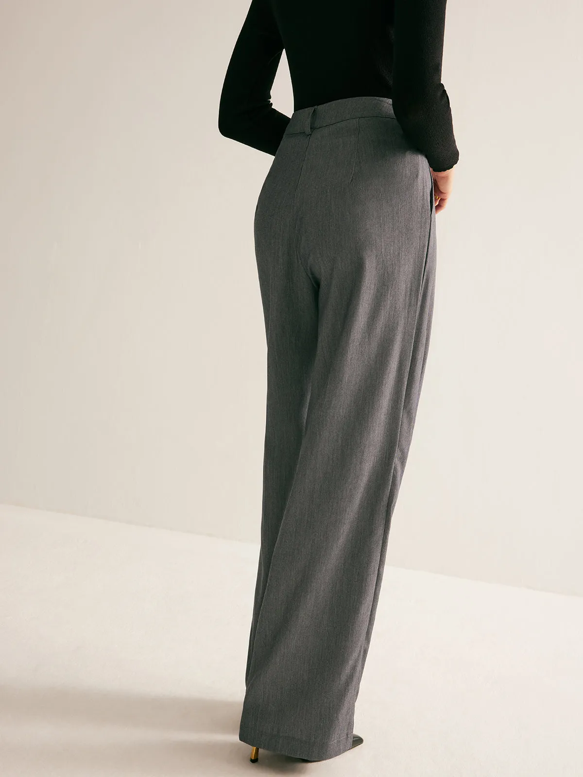 High-Waist Pleated Thin Pants