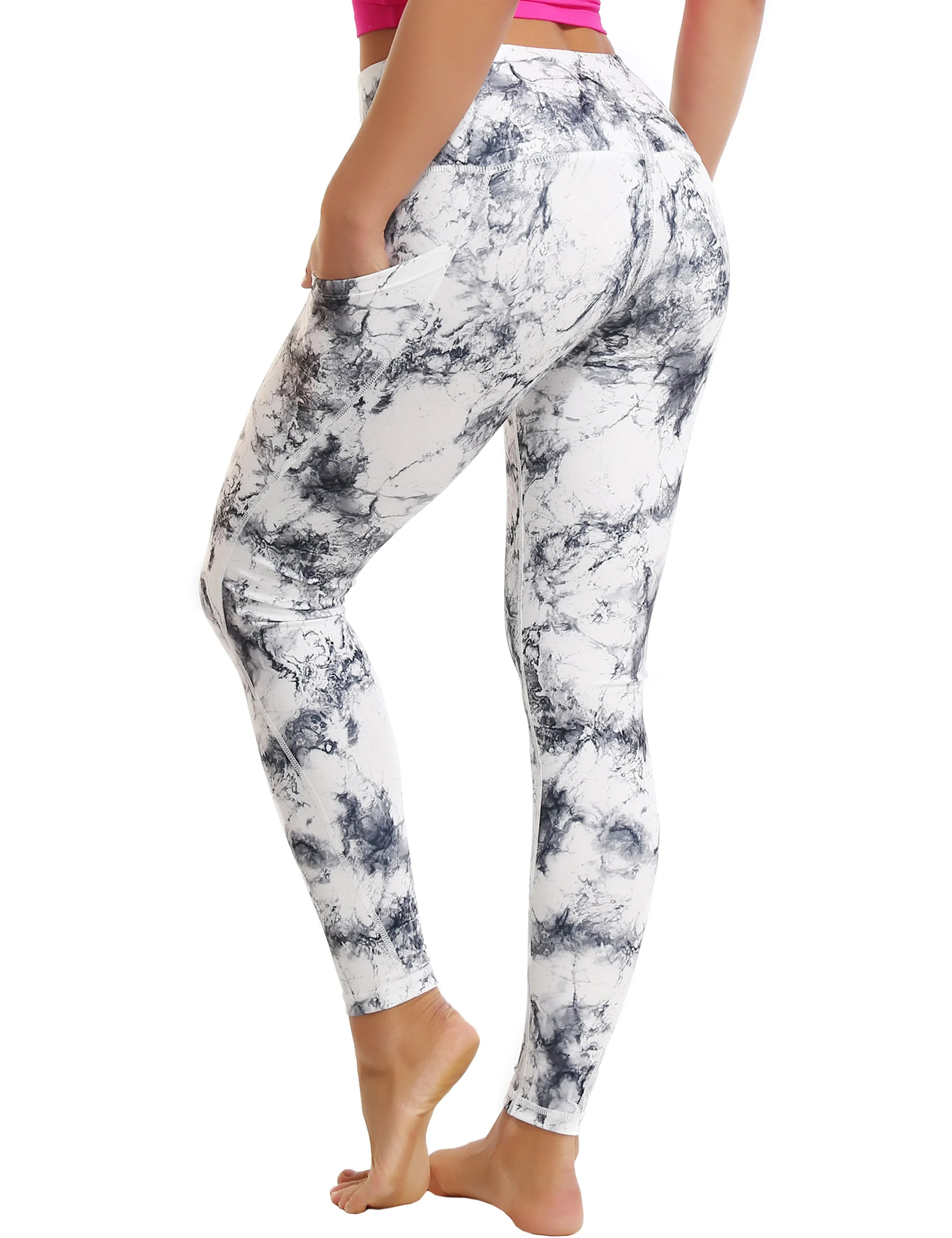 High Waist Side Pockets Biking Pants arabescato_Biking