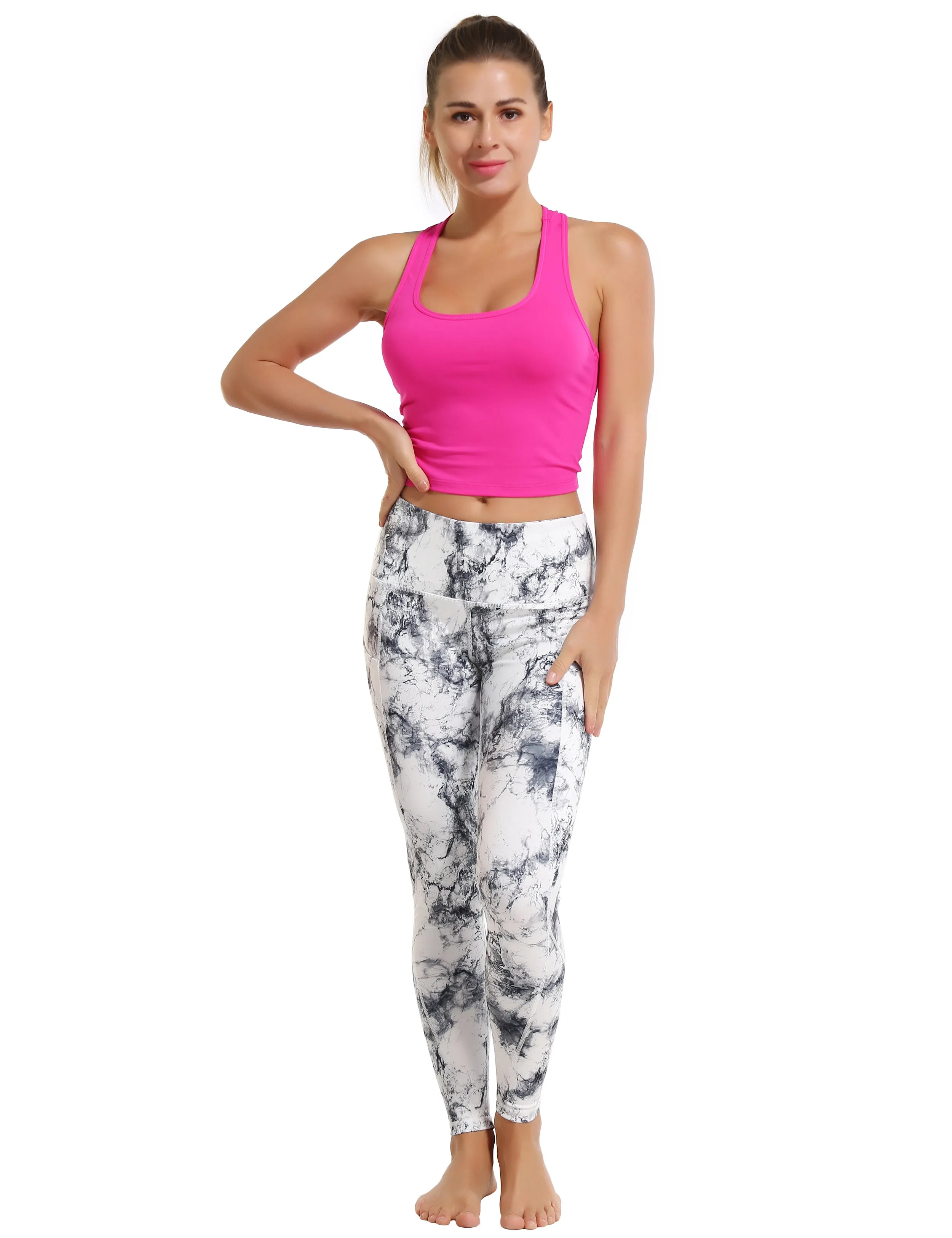 High Waist Side Pockets Biking Pants arabescato_Biking