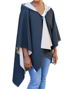 HOODED BLACK & CAMEL RAINRAP