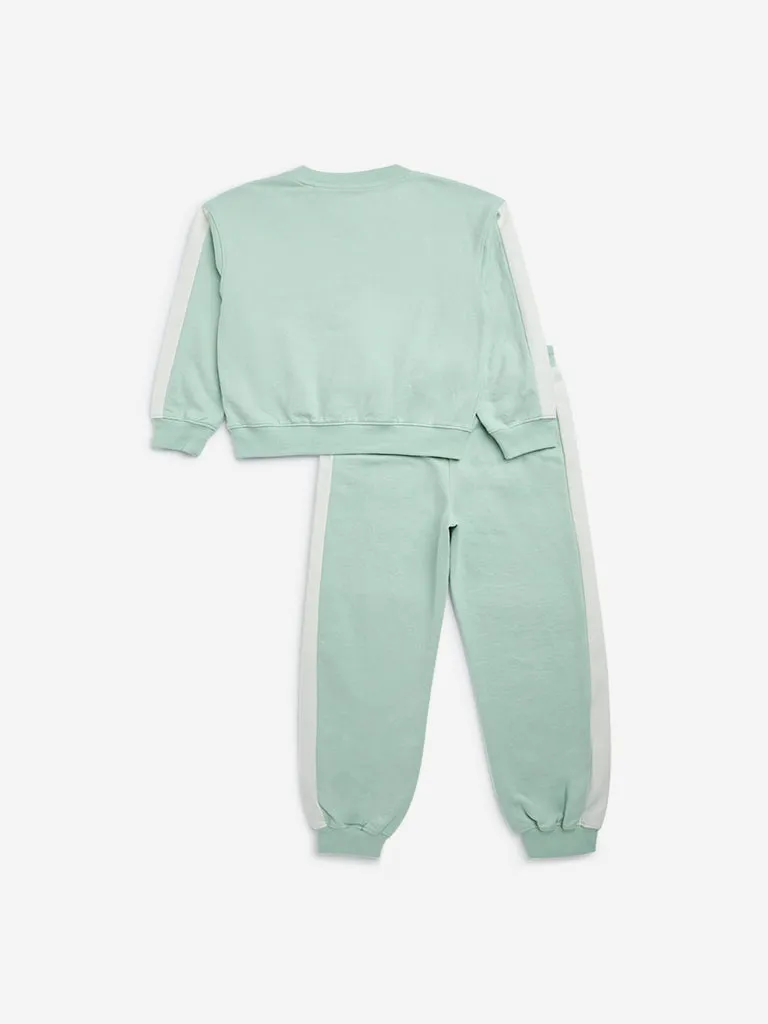 HOP Kids Mint Animal Print Sweatshirt with Joggers Set