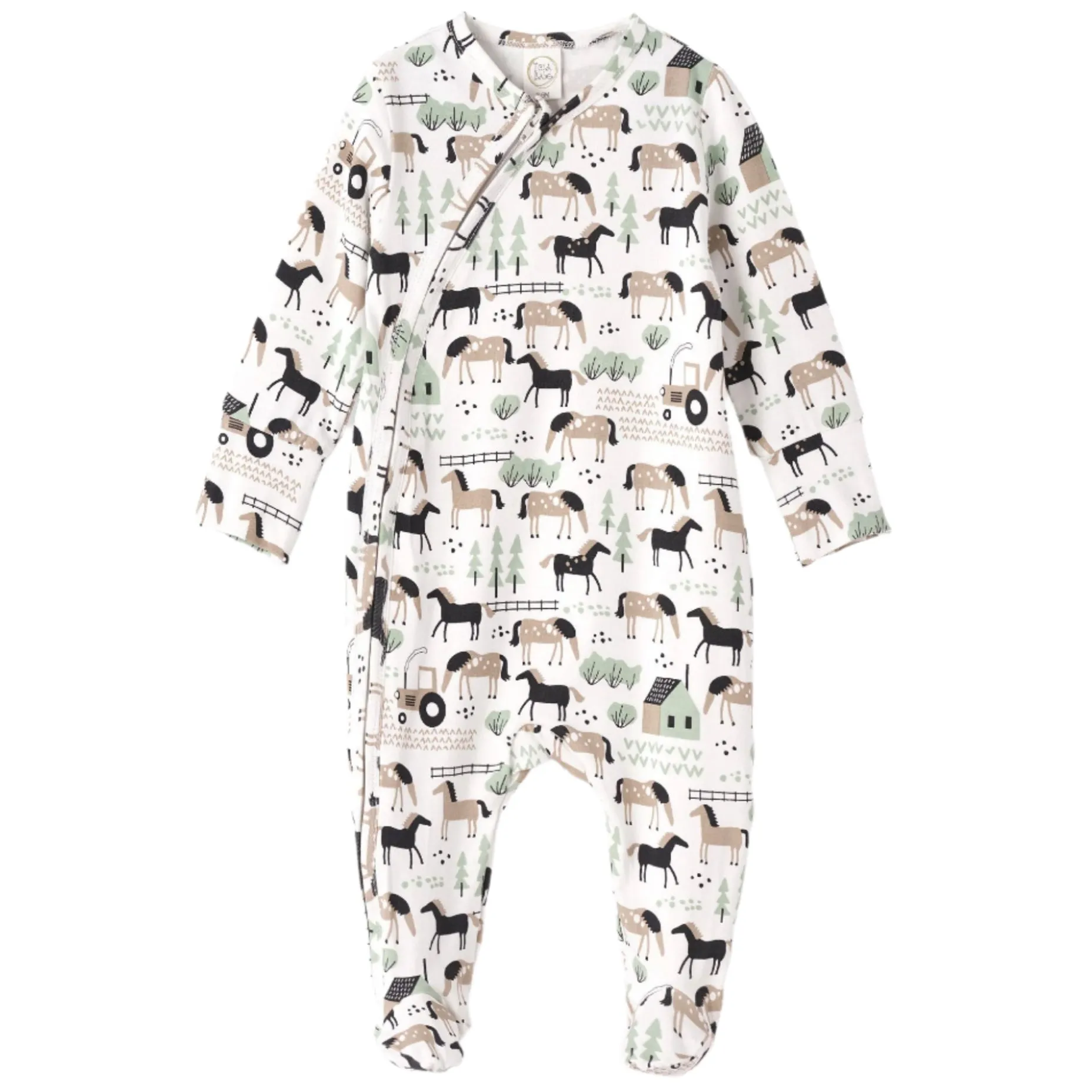 Horses On The Farm Bamboo Zipper Romper