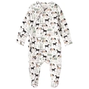 Horses On The Farm Bamboo Zipper Romper