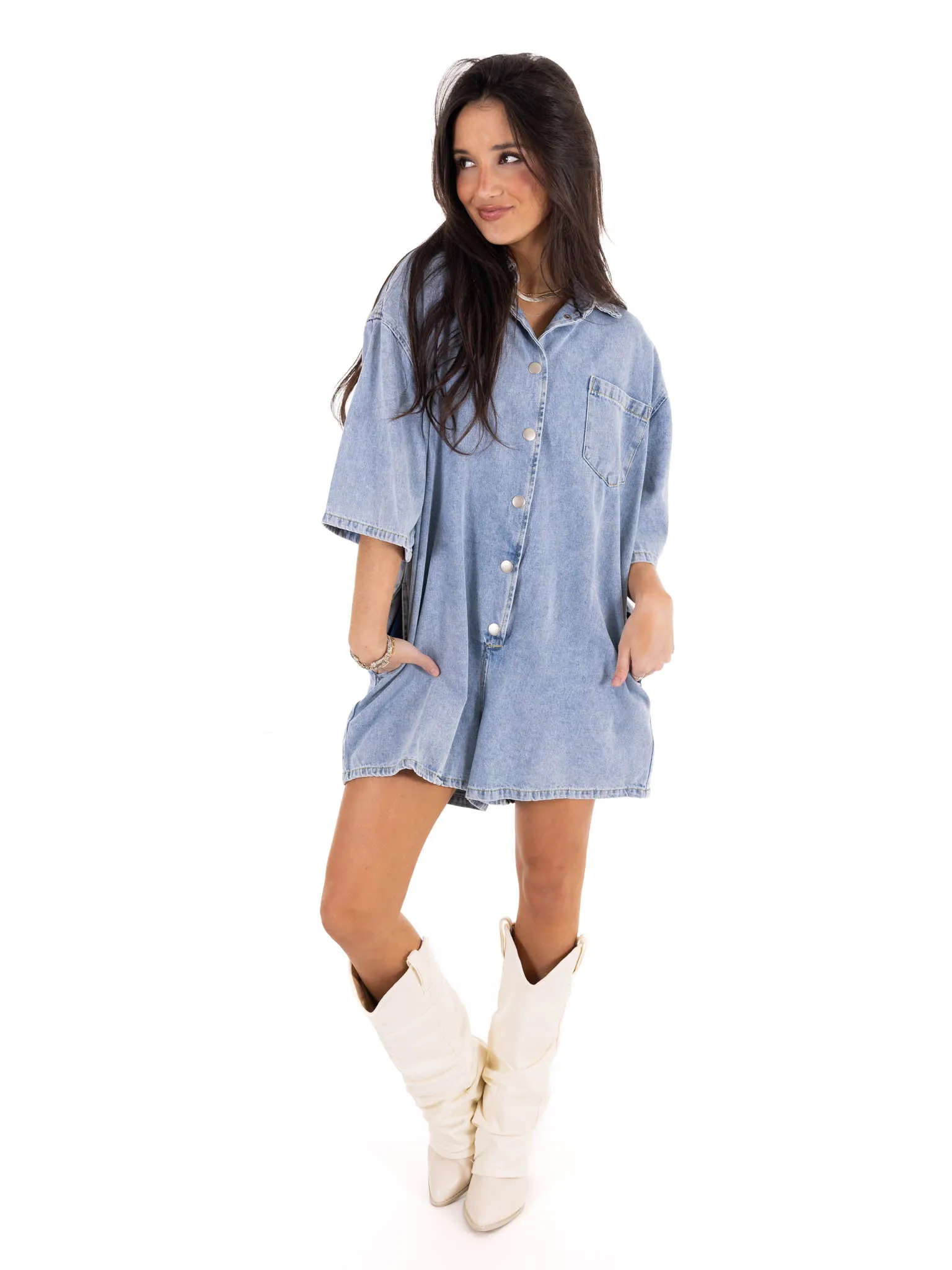 In My Mind Denim Romper