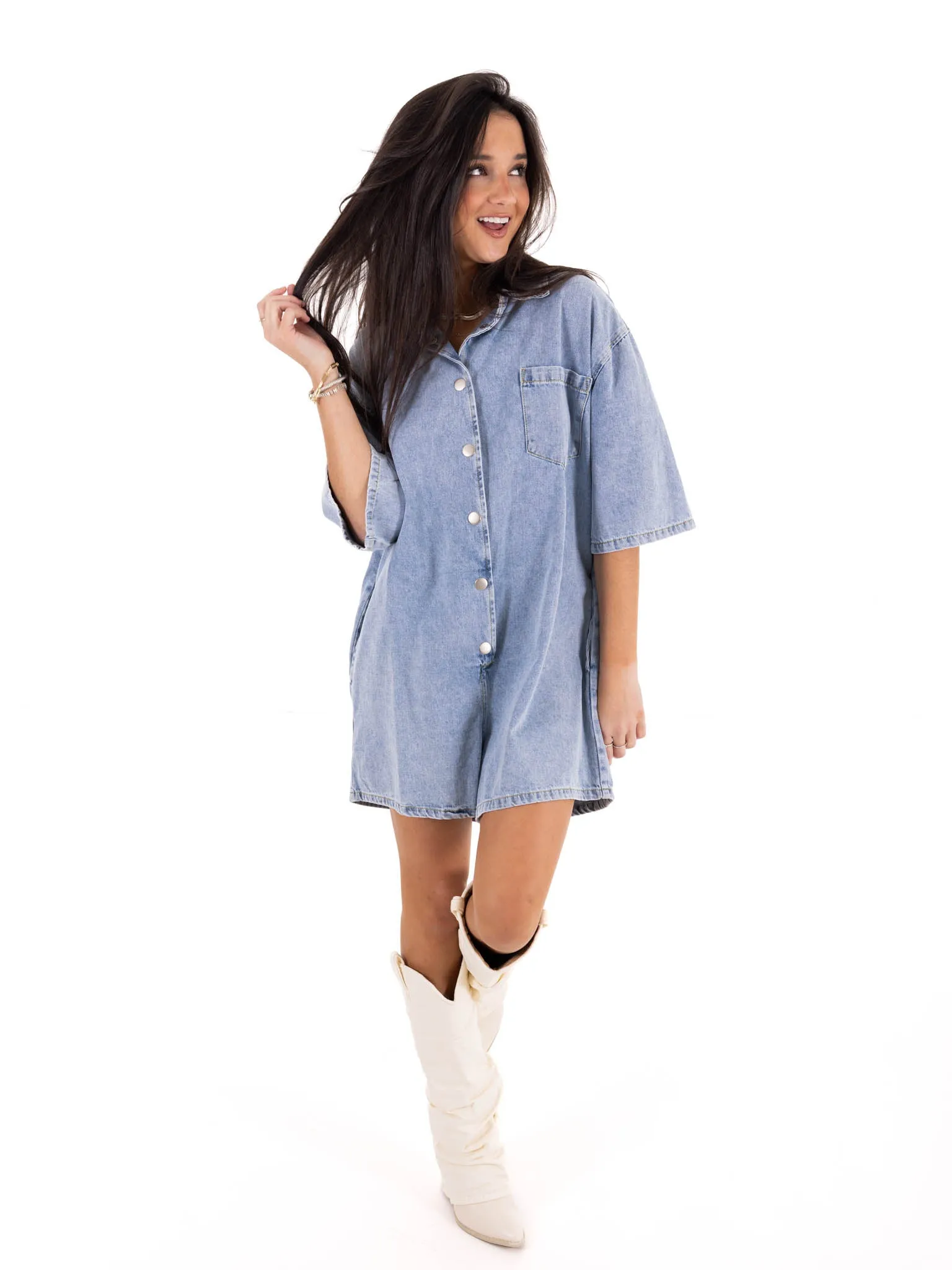 In My Mind Denim Romper