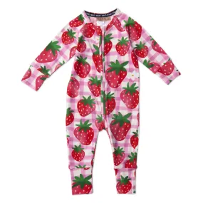 KIP & CO STRAWBERRY JAM ORGANIC L/S ZIP ROMPER