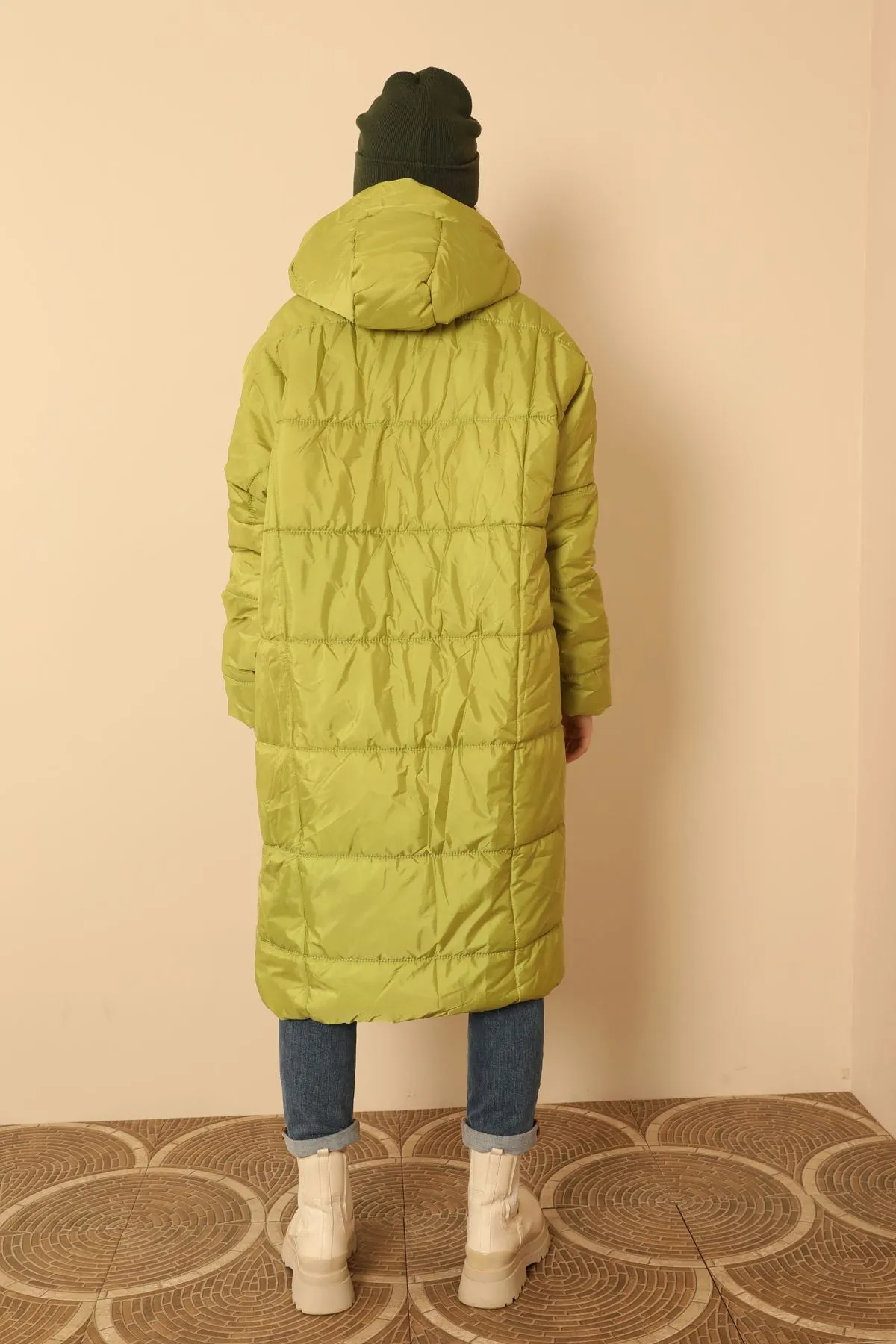 KKT  Long Sleeve Oversize Women Coat-Oil Green - Baranavichy