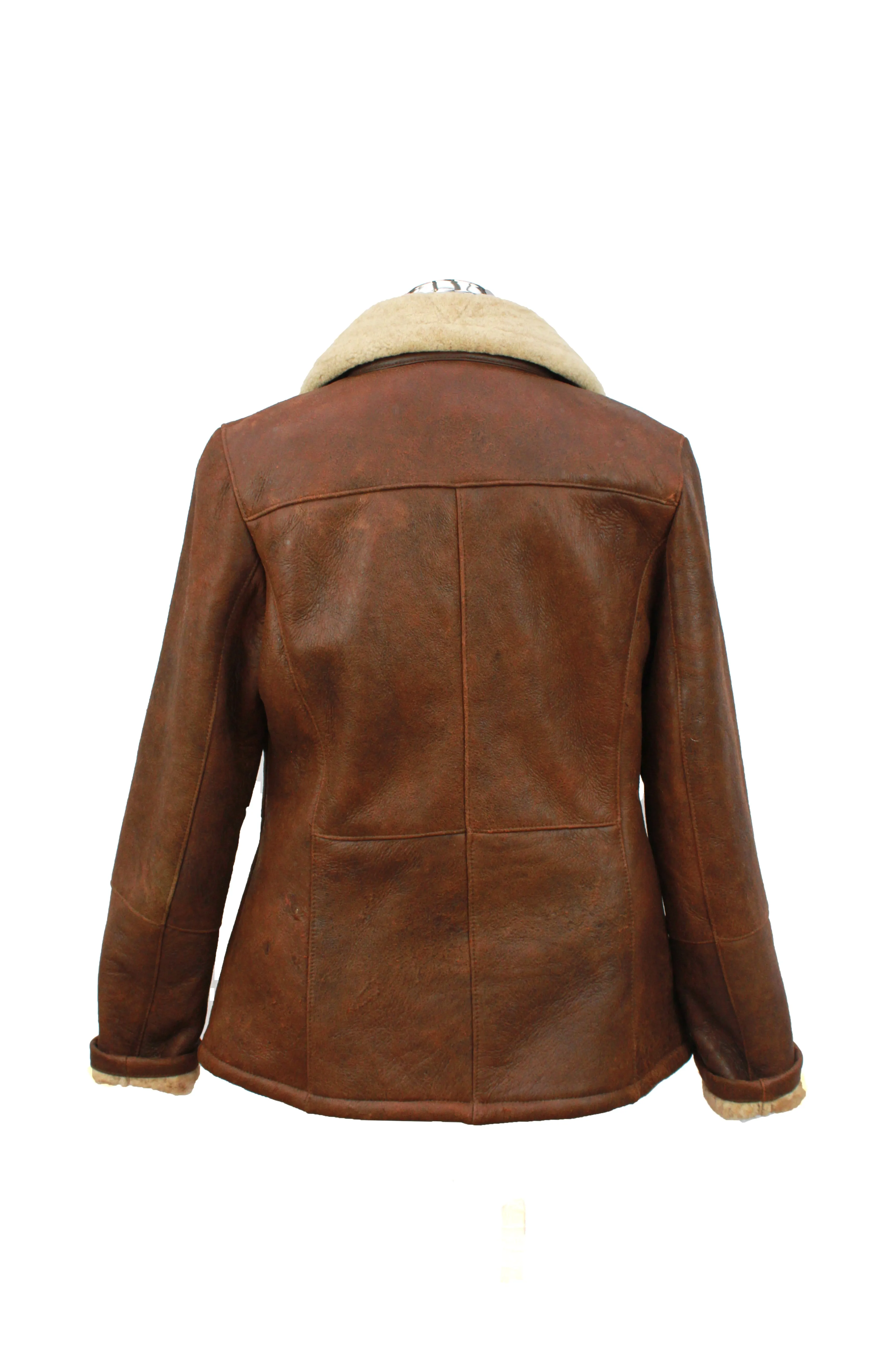 Ladies Hillary Leather Sheepskin Aviator Jacket - Brick Forest