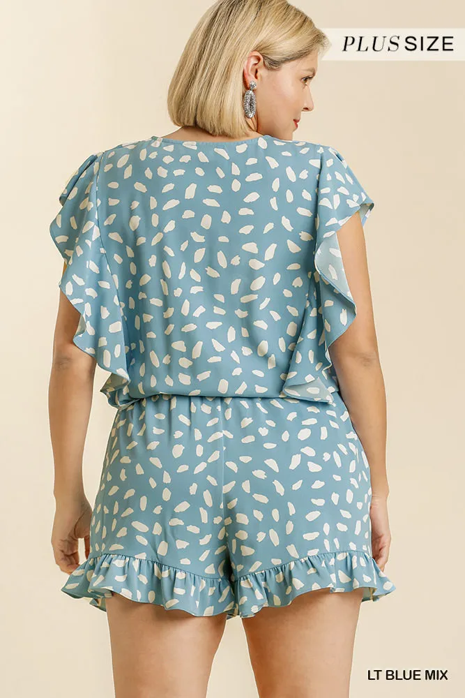 Ladies Plus Umgee Dalmation Print Romper