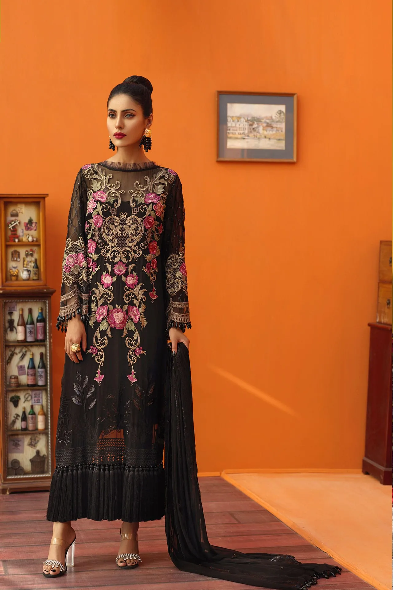 Latest Pakistani Dress in Black For Women # P2612