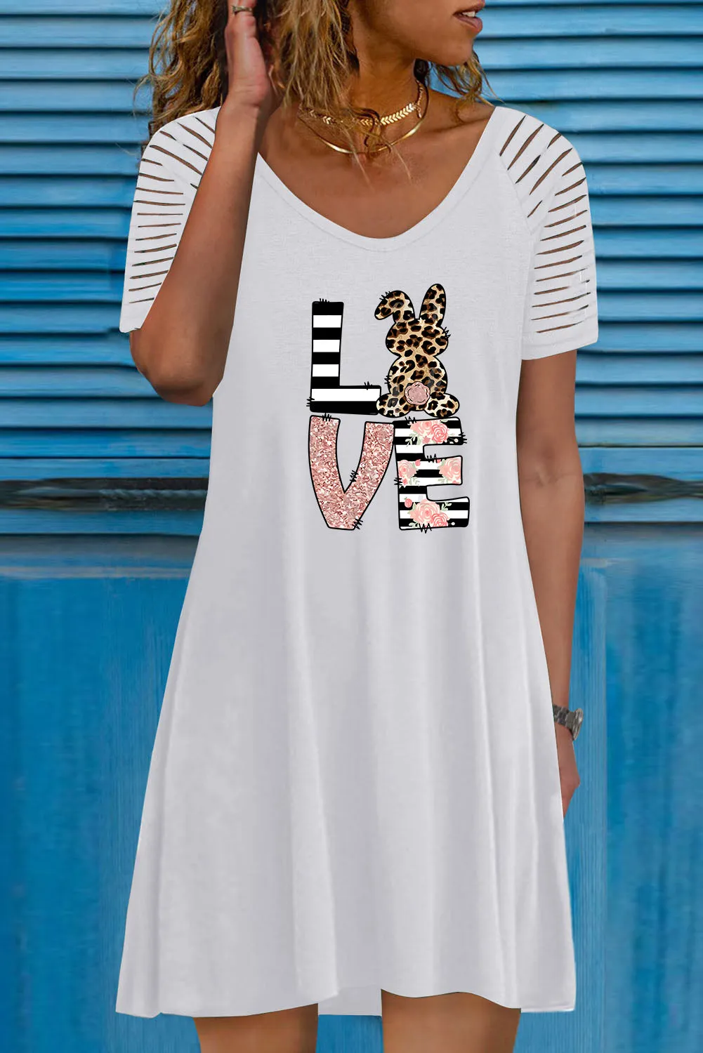 Leopard Striped T-shirt Dress for Easter