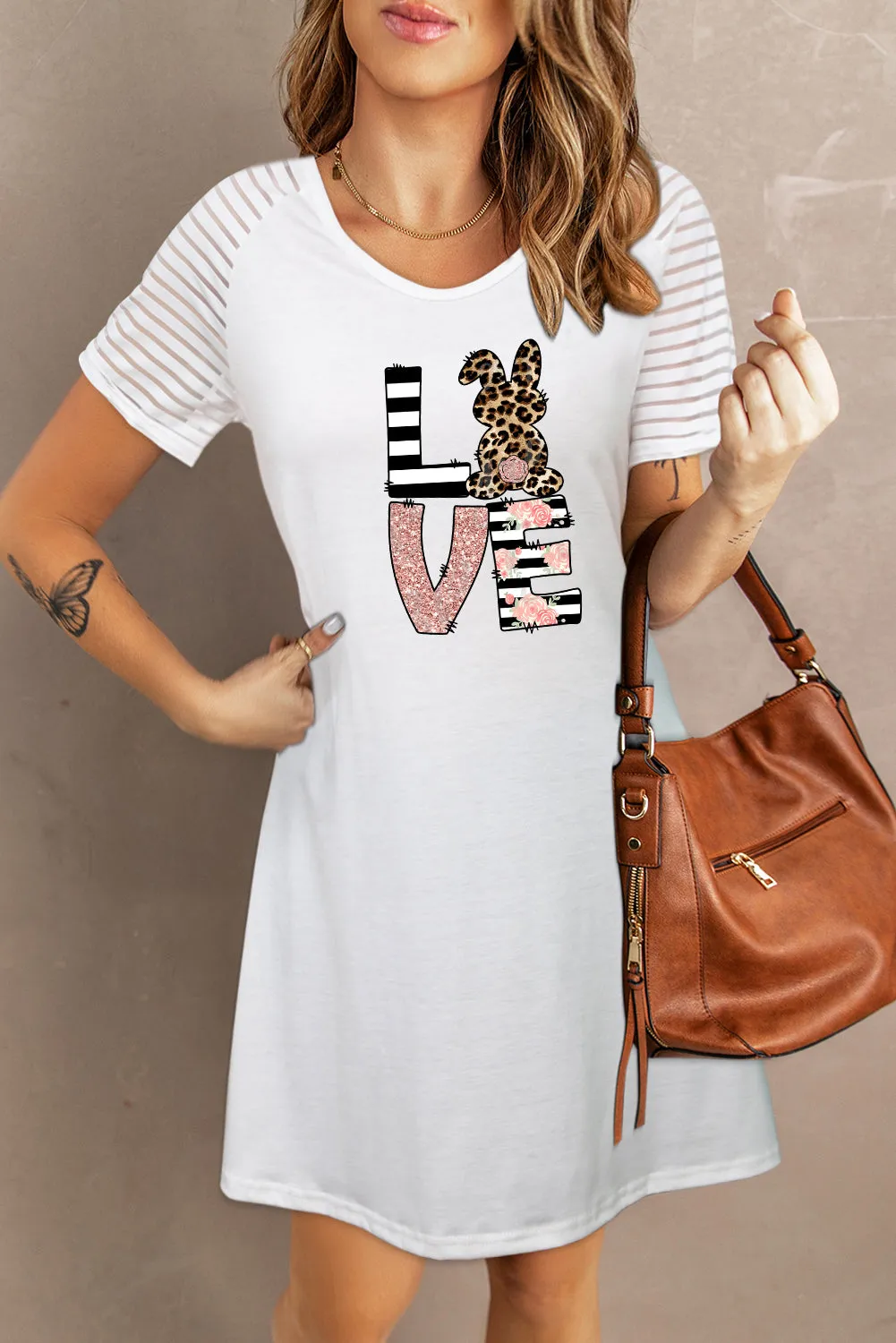 Leopard Striped T-shirt Dress for Easter