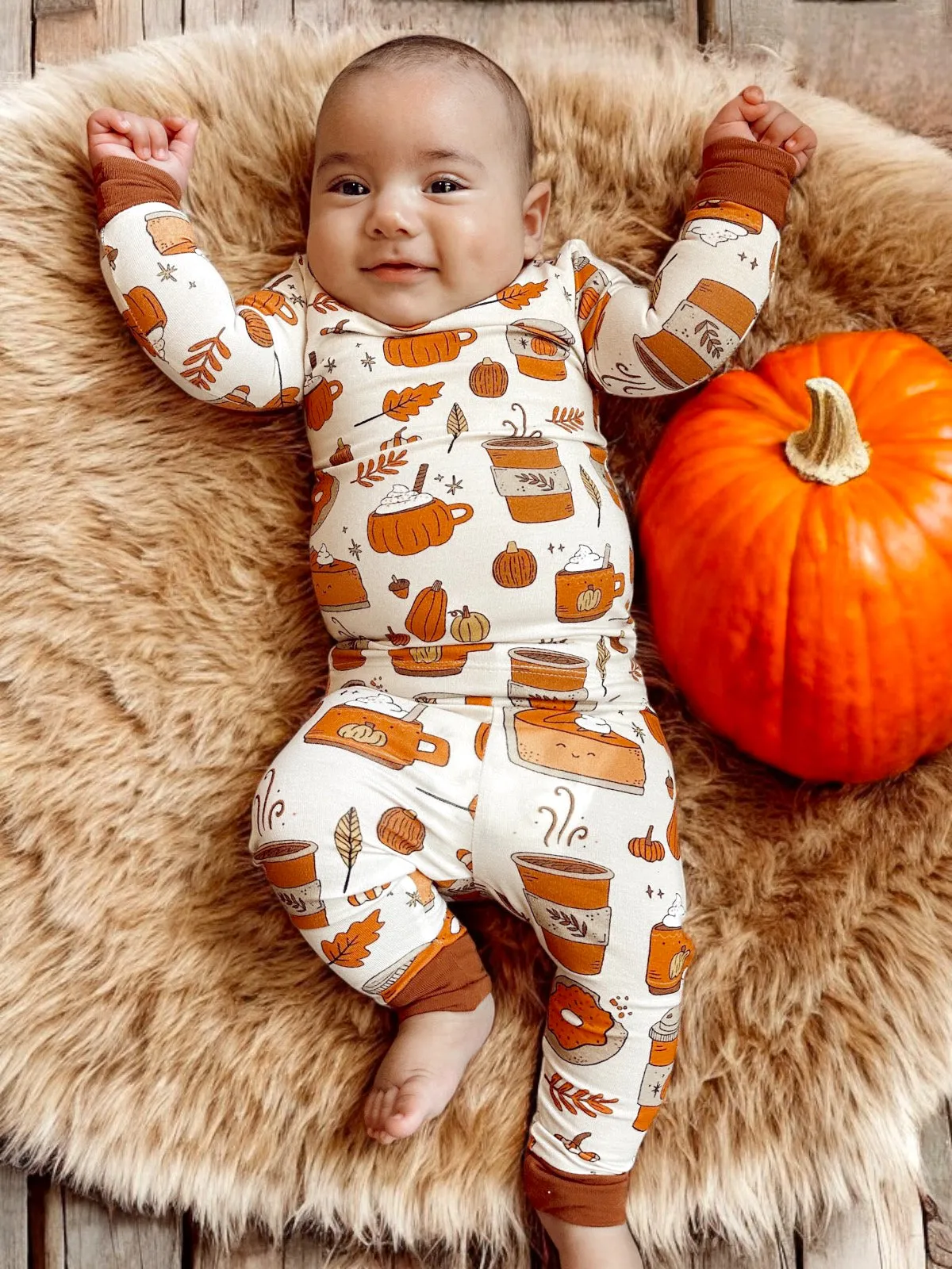 Long Sleeve 2-Piece Set, Pumpkin Spice Latte