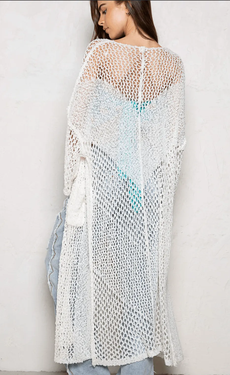 Long Sleeve lacey breathable kimono sweater by POL MST287