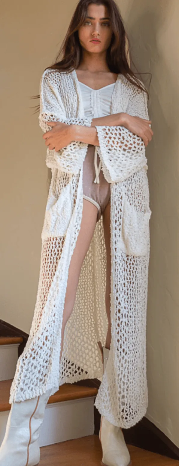 Long Sleeve lacey breathable kimono sweater by POL MST287