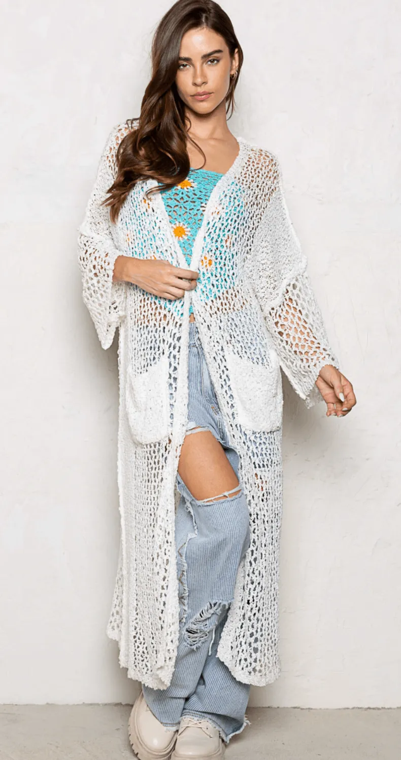 Long Sleeve lacey breathable kimono sweater by POL MST287