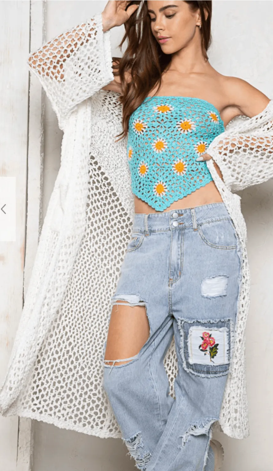 Long Sleeve lacey breathable kimono sweater by POL MST287