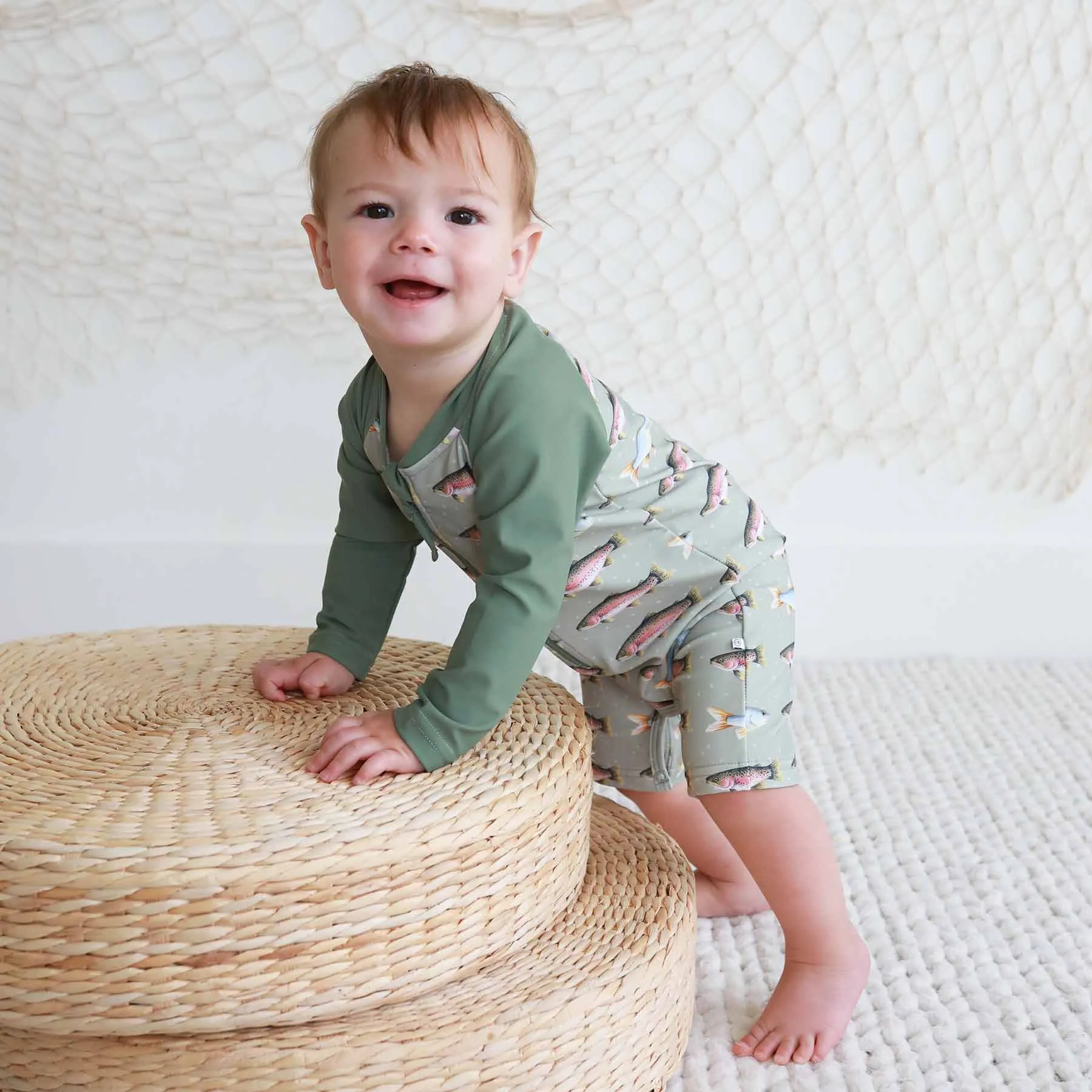 Long Sleeve Rash Guard Swim Romper Shortie | Freshwater Friends