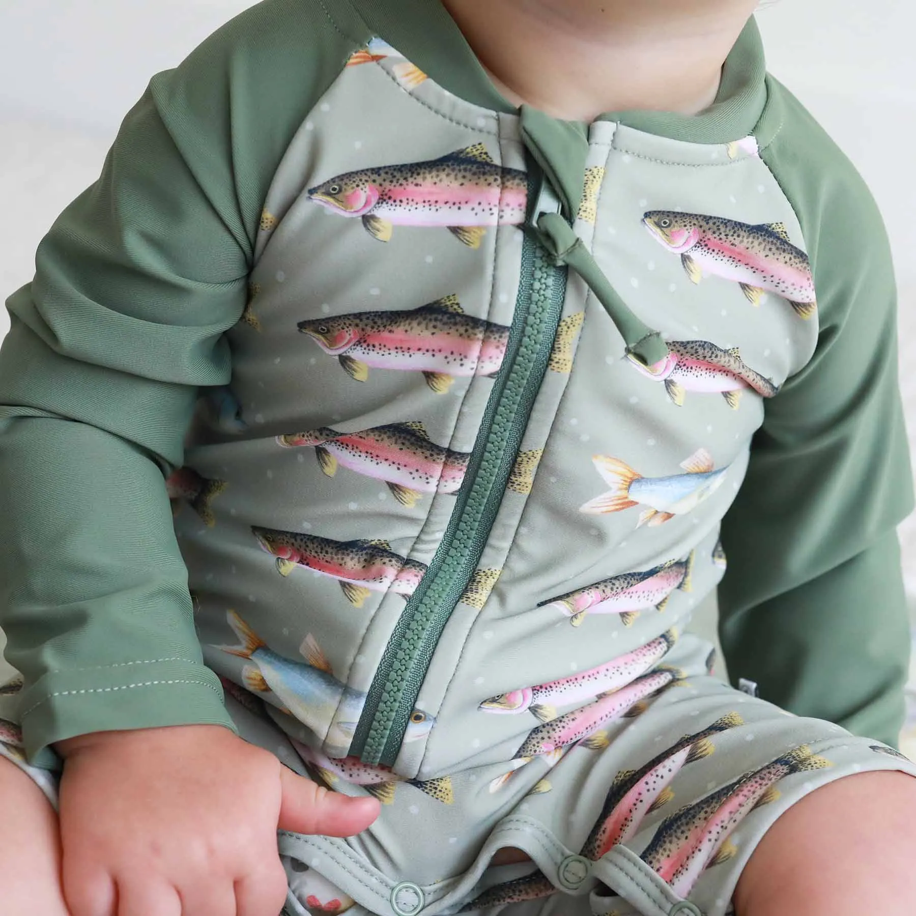 Long Sleeve Rash Guard Swim Romper Shortie | Freshwater Friends