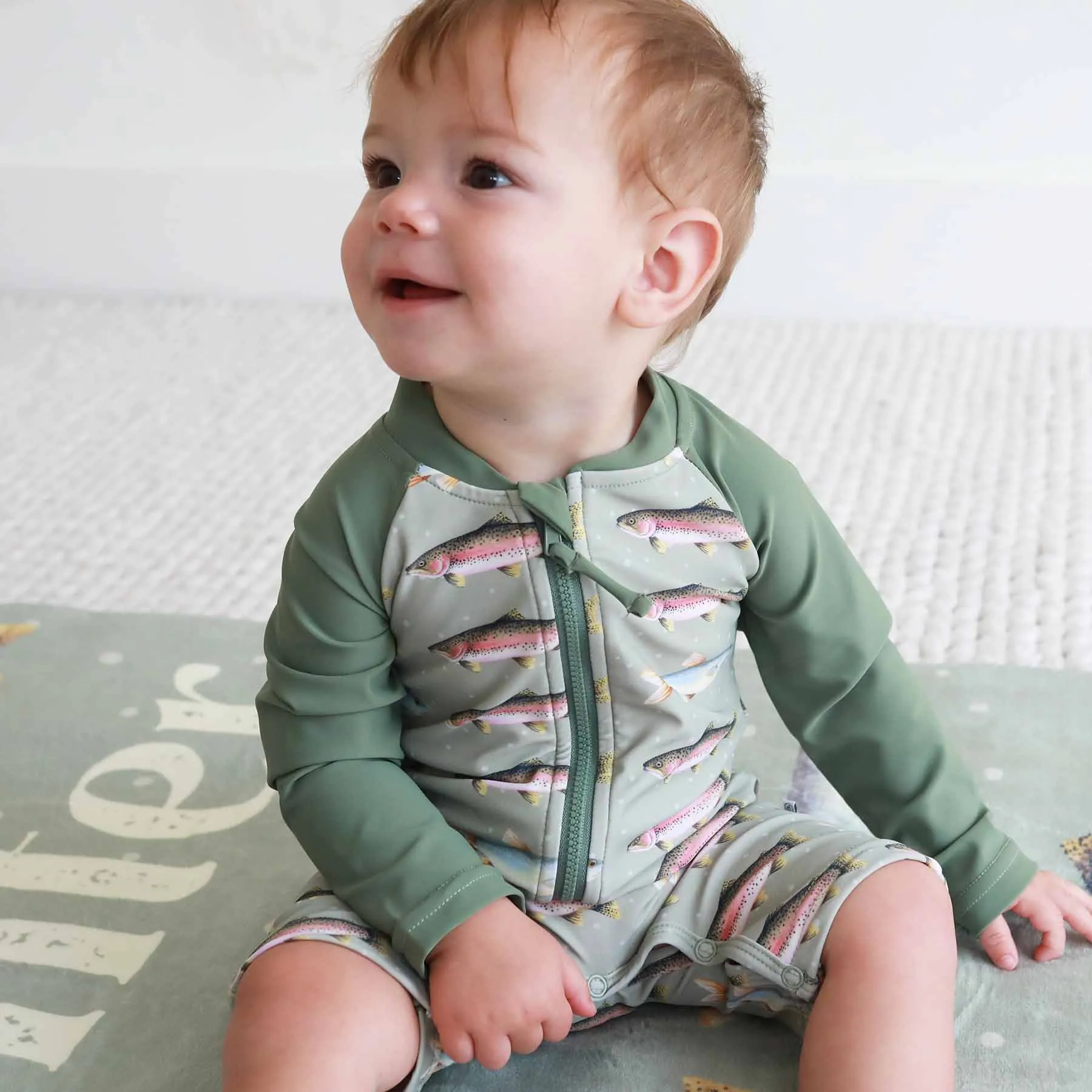Long Sleeve Rash Guard Swim Romper Shortie | Freshwater Friends
