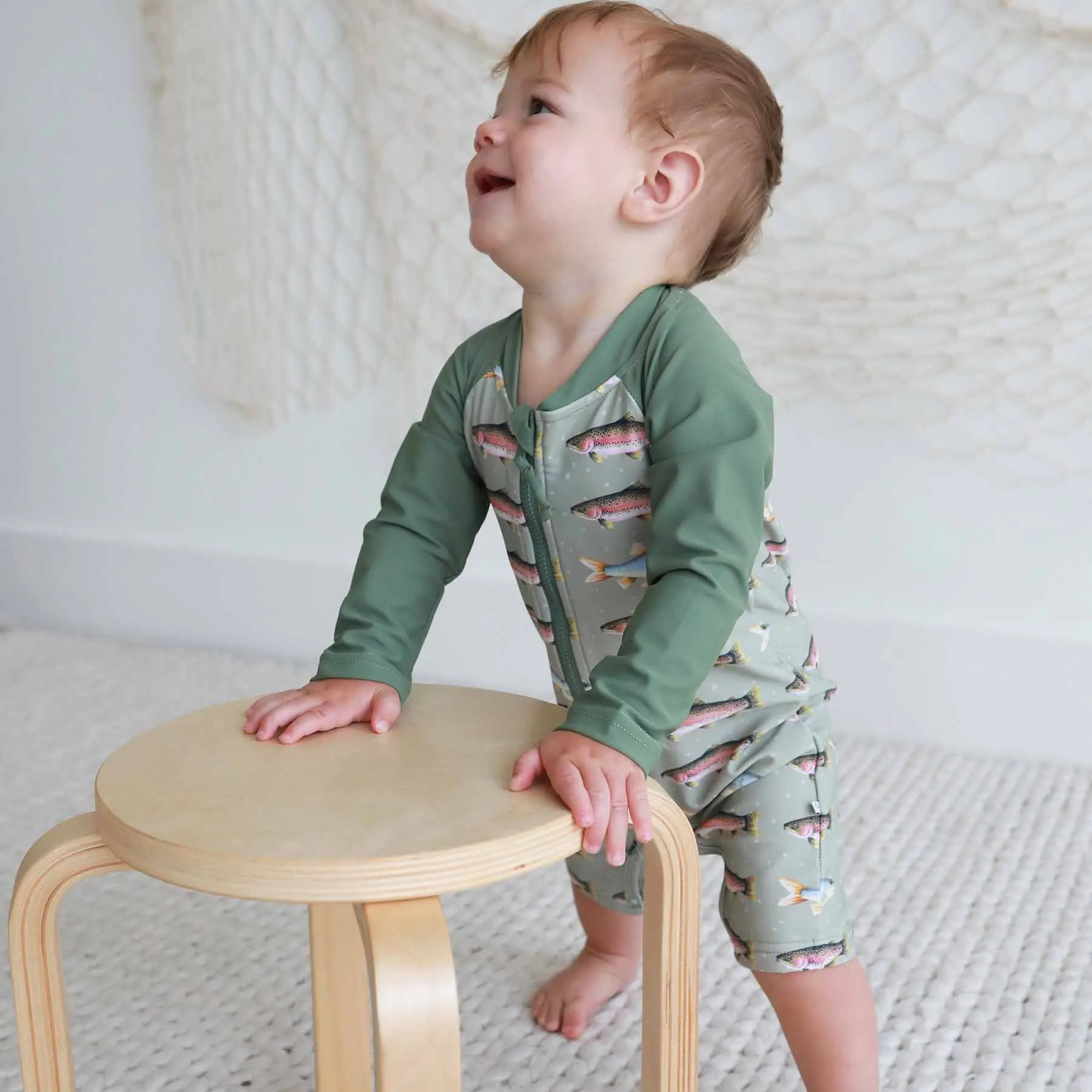 Long Sleeve Rash Guard Swim Romper Shortie | Freshwater Friends