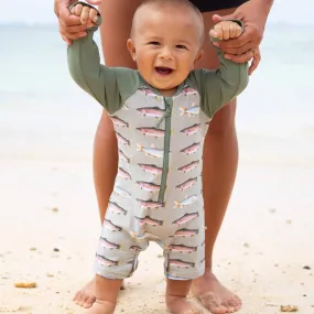 Long Sleeve Rash Guard Swim Romper Shortie | Freshwater Friends