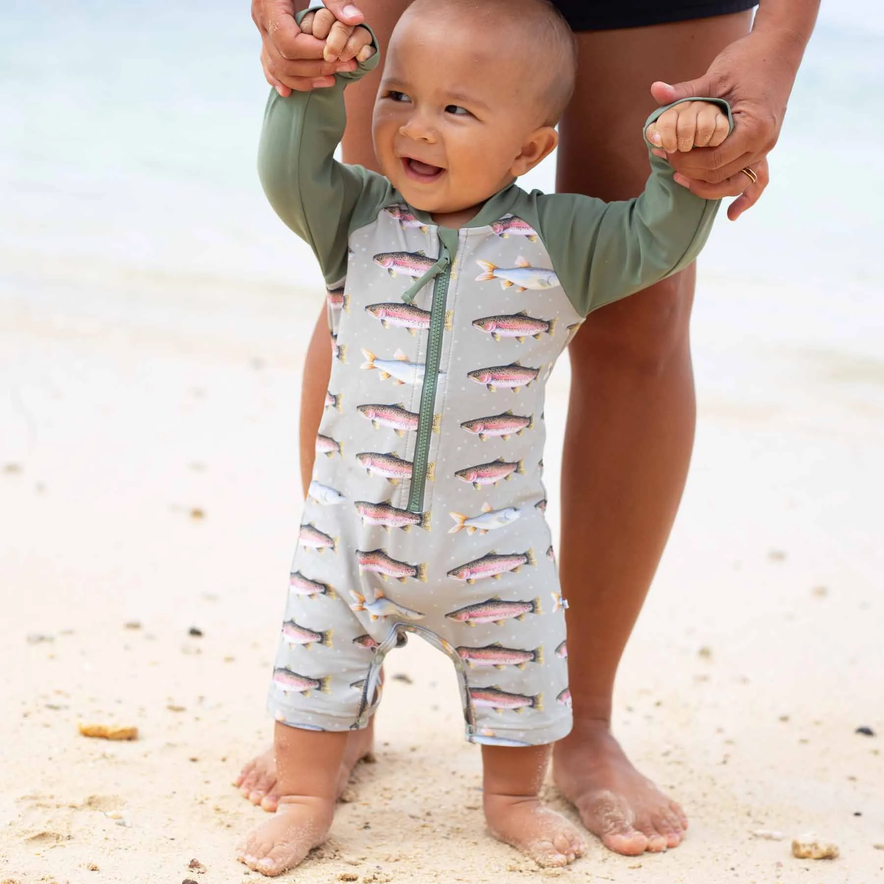 Long Sleeve Rash Guard Swim Romper Shortie | Freshwater Friends