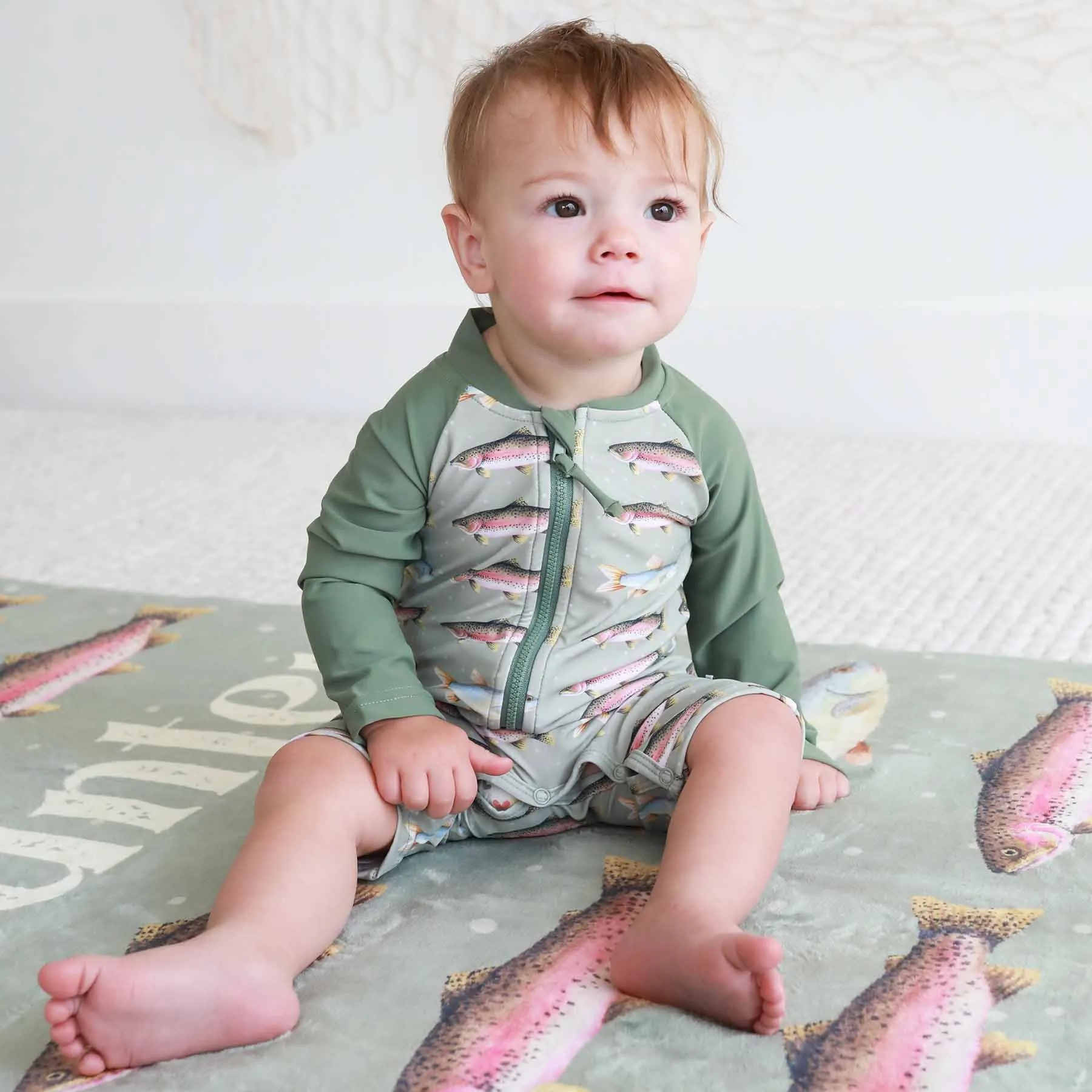 Long Sleeve Rash Guard Swim Romper Shortie | Freshwater Friends