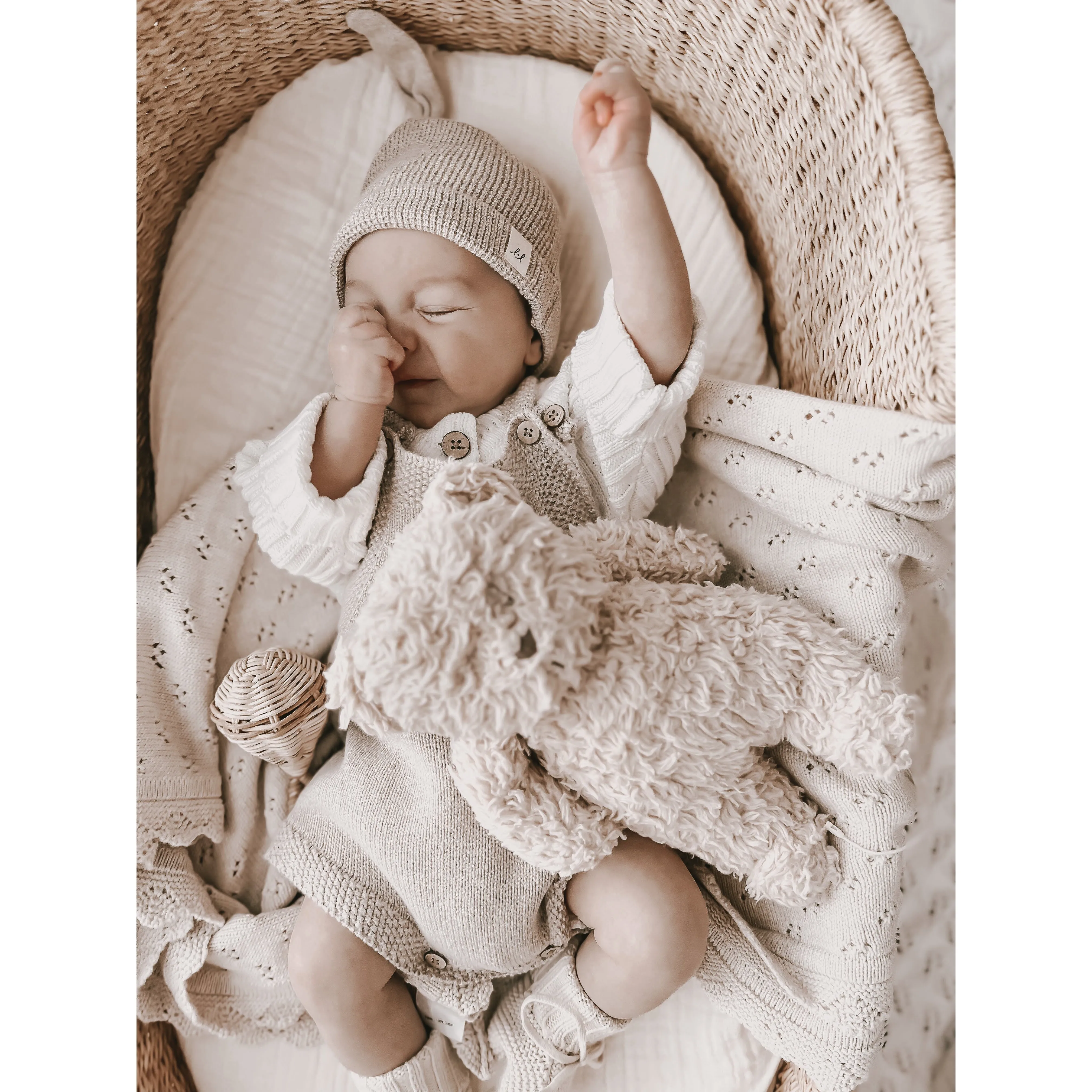 Luna   Luca Novelty Knit Romper - Heather Beige