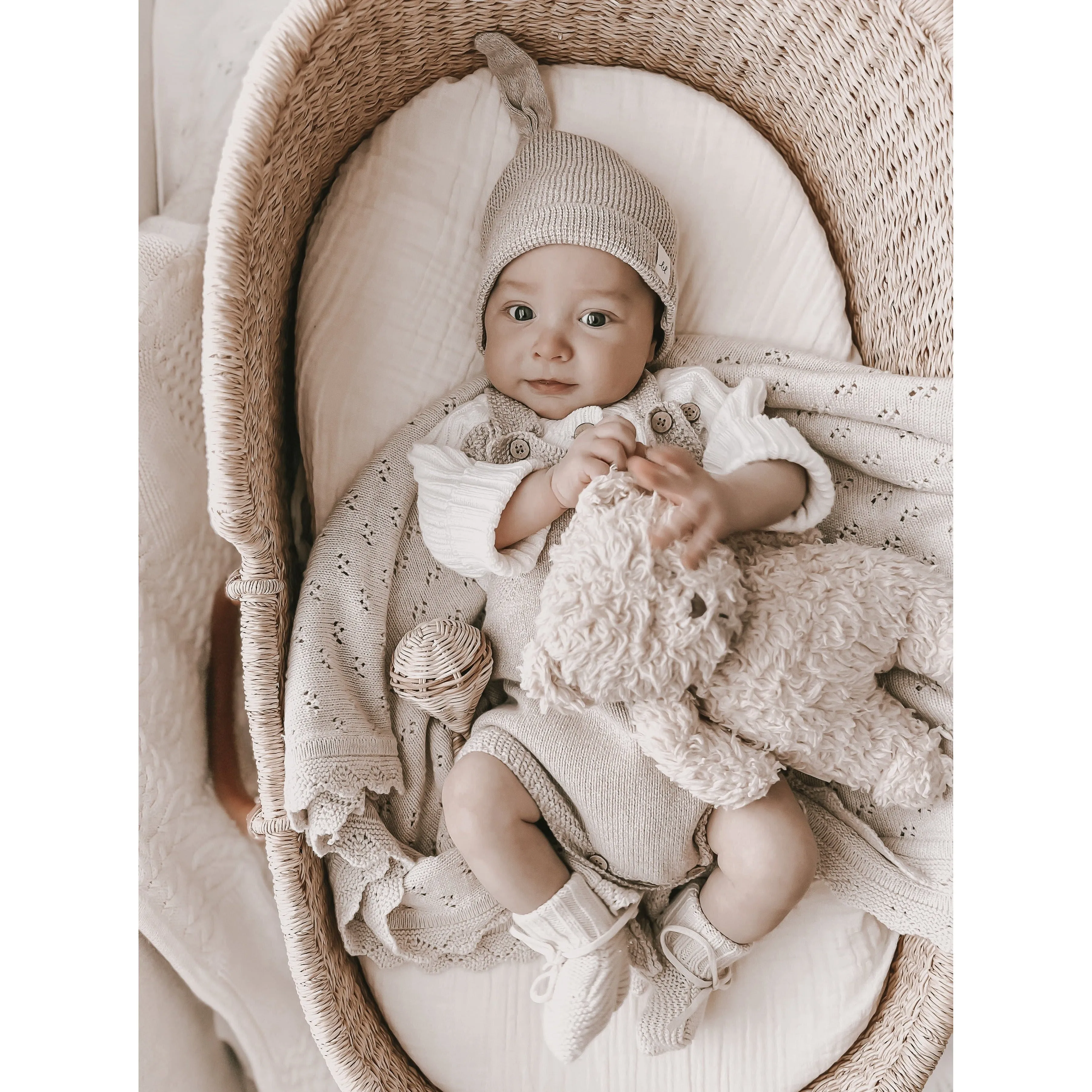 Luna   Luca Novelty Knit Romper - Heather Beige