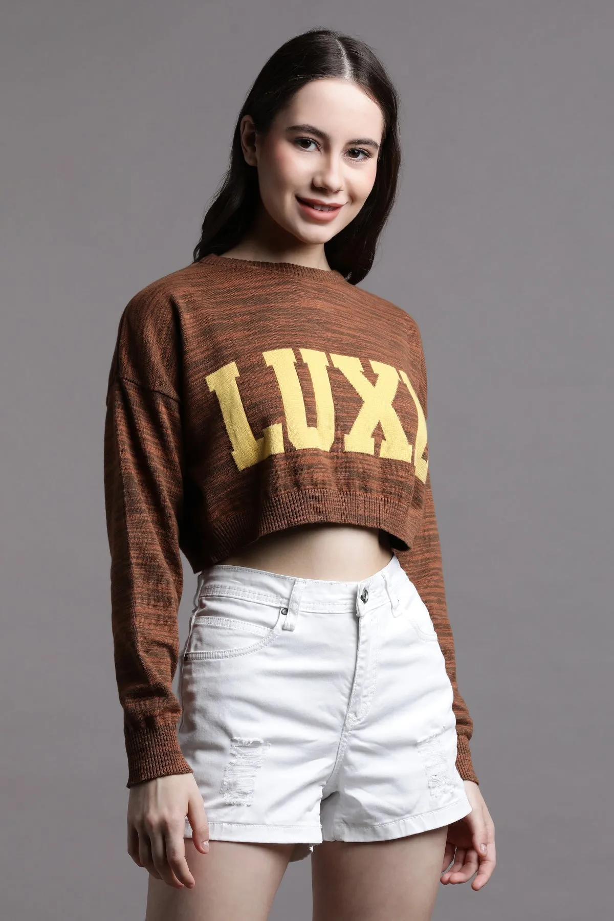 Luxe Jacquard Crop Sweater