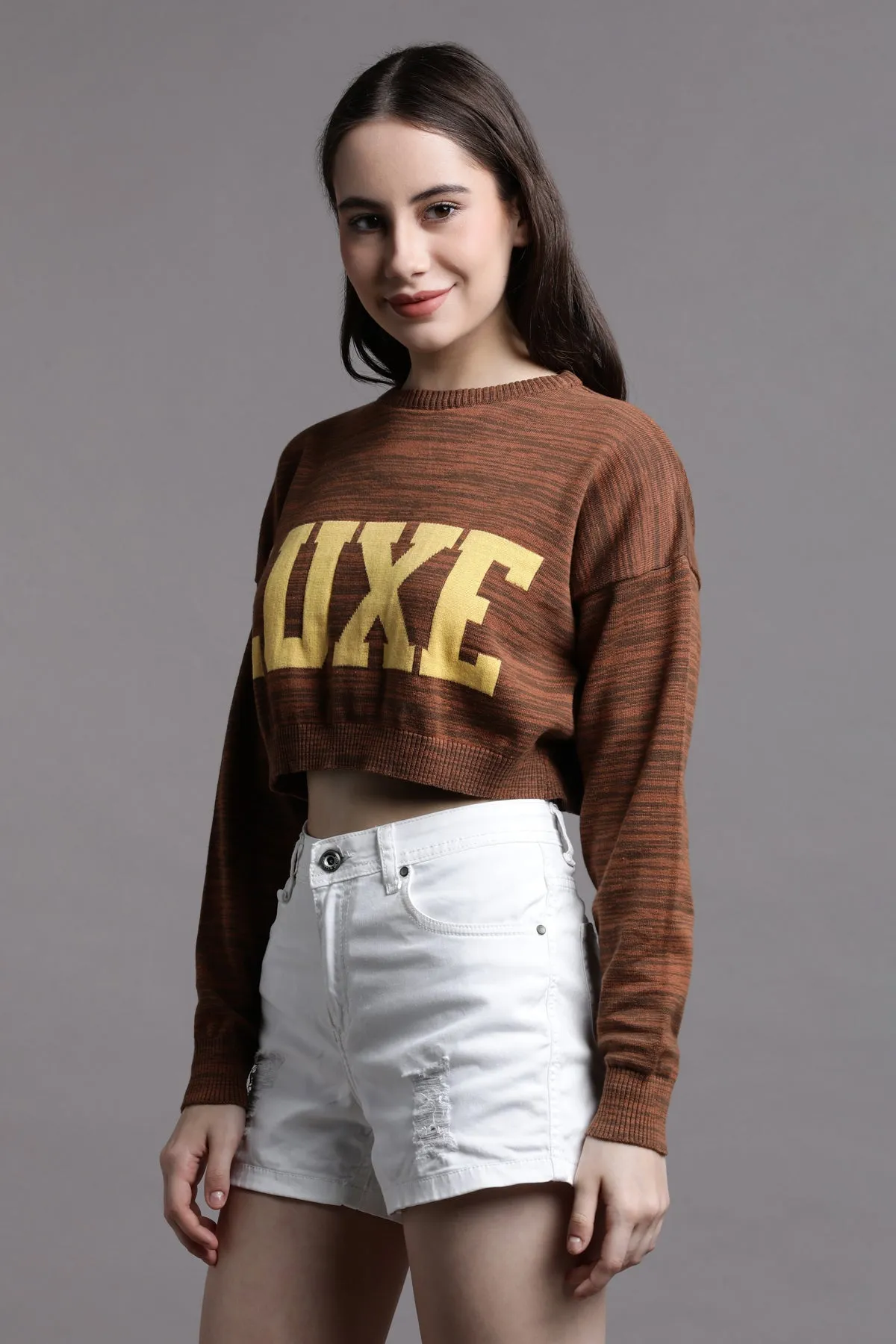 Luxe Jacquard Crop Sweater